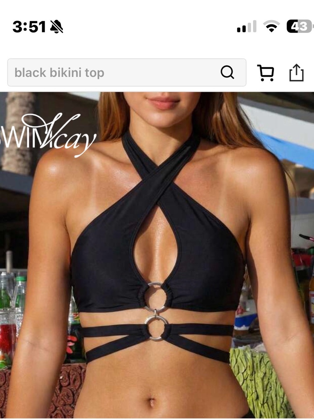 Black Crisscross Ring Detail Top